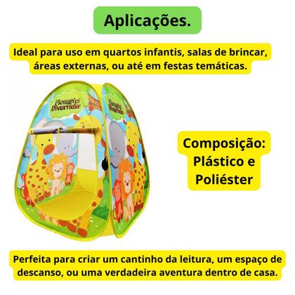 Imagem de Barraca infantil dobrável floresta divertida na bolsa meninos Dmt6772 Dm Toys Brasil