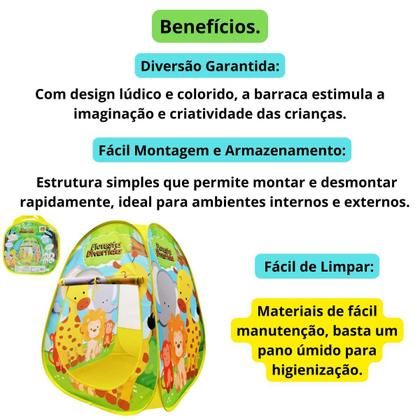 Imagem de Barraca infantil dobrável floresta divertida na bolsa meninos Dmt6772 Dm Toys Brasil