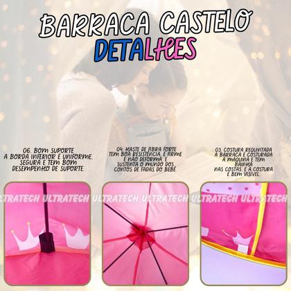 Imagem de Barraca Infantil Dobrável Tenda Toca Cabana Castelinho Rosa E Azul - ENVIO IMEDIATO