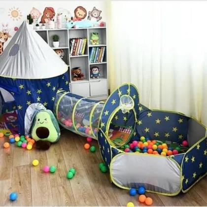 Imagem de Barraca Infantil e Luz de led Toca Túnel Castelo Cesta Basquete Menino Menina