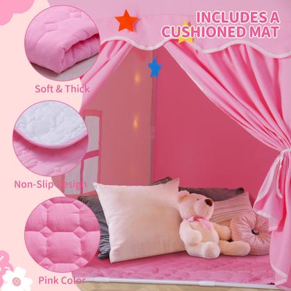 Imagem de Barraca infantil Lynxor Princess Castle com tapete e luzes estelares rosa