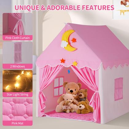 Imagem de Barraca infantil Lynxor Princess Castle com tapete e luzes estelares rosa