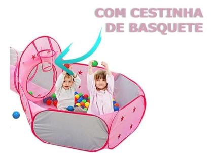 Imagem de Barraca Infantil Rosa Toca Túnel 3 X 1 Barbie Cesta Basquete