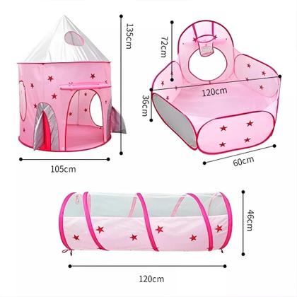 Imagem de Barraca Infantil Rosa Toca Túnel 3 X 1 Barbie Cesta Basquete