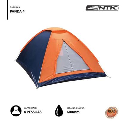 Imagem de Barraca NTK Panda 4 pessoas Azul e Laranja Iglu leve, fácil montagem, mosquiteiro NoSeeUm, ideal para família em clima seco