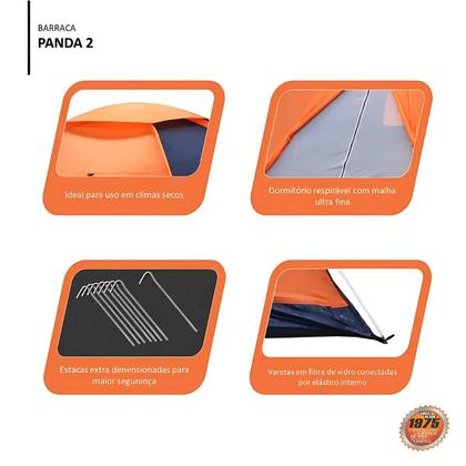 Imagem de Barraca Panda 2 Pessoas 2,05m x 1,45m Compacta Leve Camping Nautika