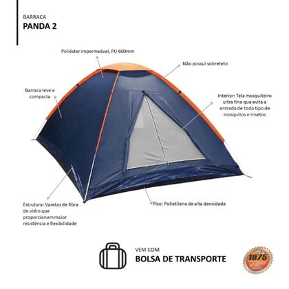 Imagem de Barraca Panda 2 Pessoas 2,05m x 1,45m Compacta Leve Camping Nautika
