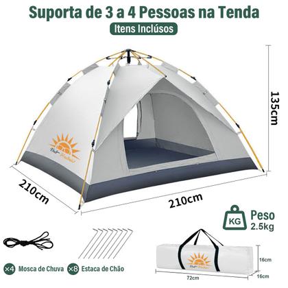 Imagem de Barraca para Camping até 4 Pessoas Impermeável Expansão Automática Abertura Rápida