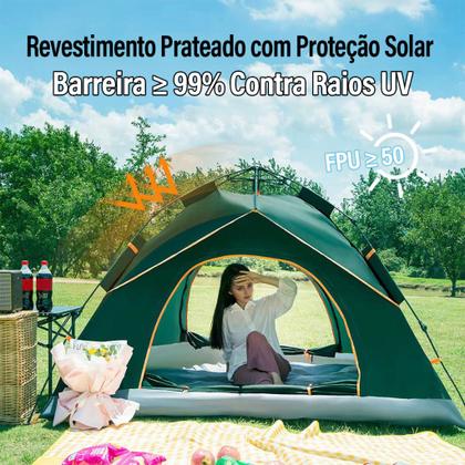 Imagem de Barraca para Camping até 4 Pessoas Impermeável Expansão Automática Anti-Mosquito Abertura Rápida