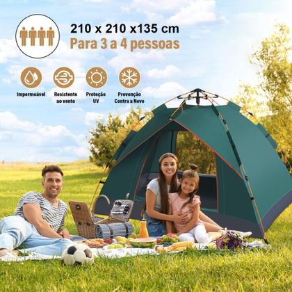 Barraca para Camping até 4 Pessoas Impermeável Expansão Automática ...
