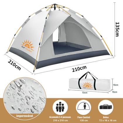 Barraca para Camping até 4 Pessoas Impermeável Expansão Automática ...