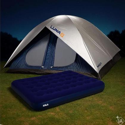 Imagem de Barraca para Camping LUNA com Proteção 8 Pessoas com Colchão Inflável de Casal KALA