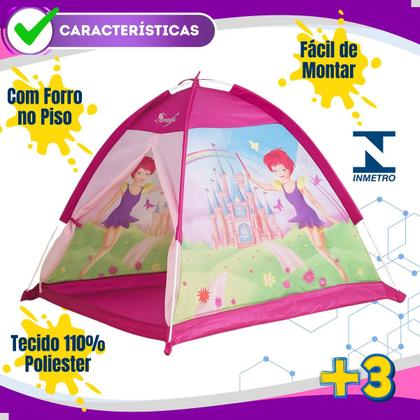 Imagem de Barraca Toca Infantil Grande Meninas Fadinha Feliz Rosa