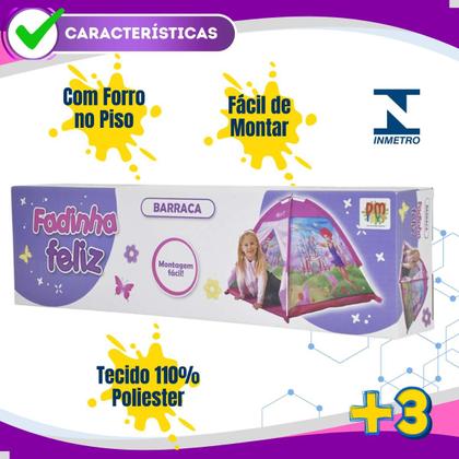 Imagem de Barraca Toca Infantil Grande Meninas Fadinha Feliz Rosa