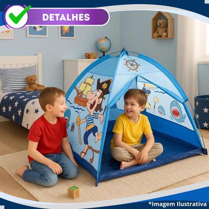 Imagem de Barraca Toca Infantil Grande Meninos Esconderijo Pirata Azul