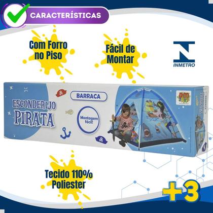 Imagem de Barraca Toca Infantil Grande Meninos Esconderijo Pirata Azul