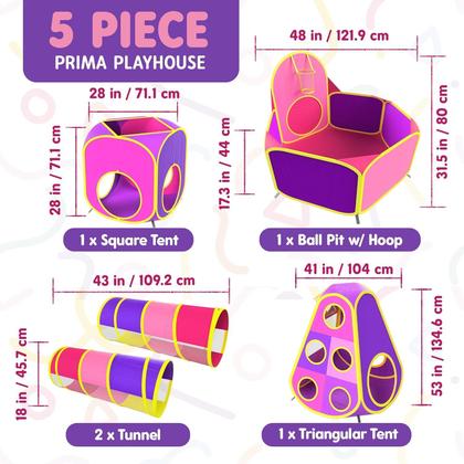 Imagem de Barracas de Jogos Playz Kids Princess - Piscina de Bolinhas, Túnel e Dardos