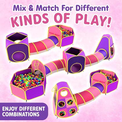 Imagem de Barracas de Jogos Playz Kids Princess - Piscina de Bolinhas, Túnel e Dardos