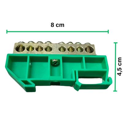 Imagem de Barramento Cobre Neutro/Terra 8 ou 12 Vias C/ Suporte P/ Trilho Din
