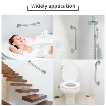 Imagem de Barras de apoio Gotega de 40 cm em aço inoxidável antiderrapante, pacote com 2