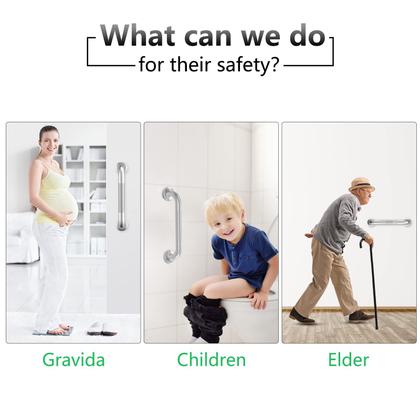 Imagem de Barras de apoio Gotega de 40 cm em aço inoxidável antiderrapante, pacote com 2