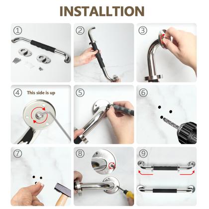 Imagem de Barras de apoio para chuveiro Tesuchan, aço inoxidável de 40 cm, pacote com 2