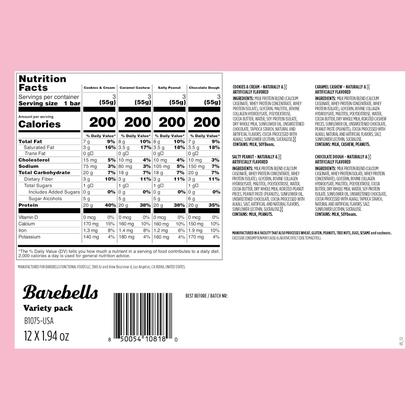Imagem de Barras de Proteína Barebells - Pacote com 12 Unidades (55g cada) - 20g de Proteína