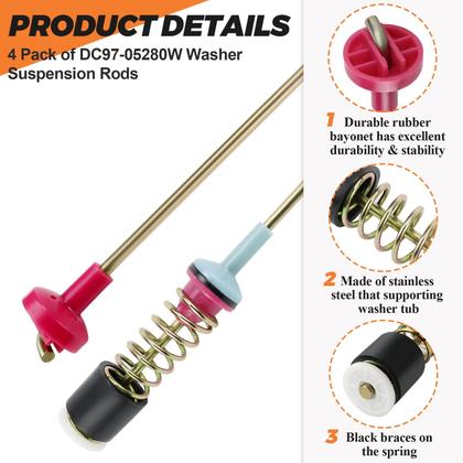 Imagem de Barras de Suspensão para Lavadora Beaquicy DC97-05280W 66 cm 4 unidades