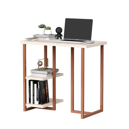 Imagem de barzinho cantinho do café escrivaninha mesa de estudo estilo industrial para apartamentos mali 76cm com prateleira tampo mdf home office