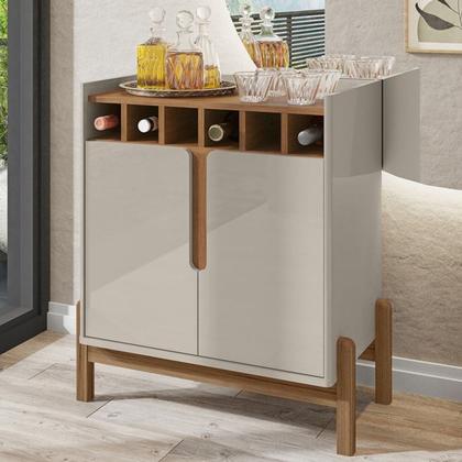 Imagem de Barzinho Com 2 Portas e Adega Para Sala de Jantar 50522 Off White Cedro DCASA