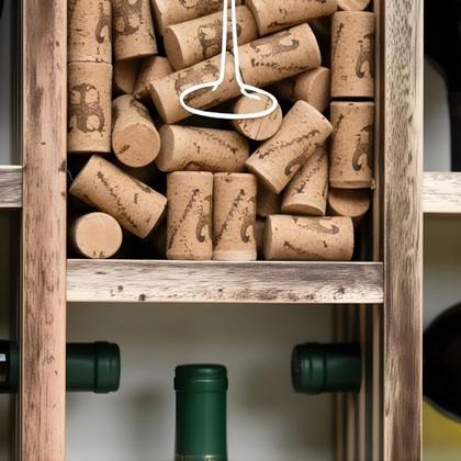 Imagem de Barzinho de Parede Adega de Madeira para 11 garrafas com porta rolhas e taças cor Rustica