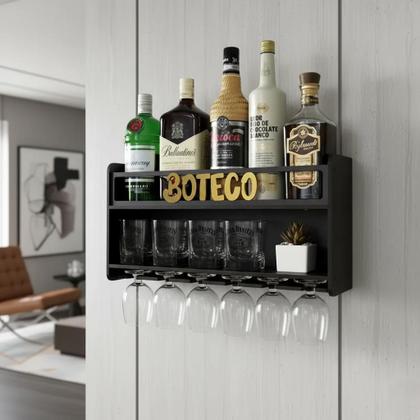 Imagem de Barzinho de Parede Aparador Para Bebidas Para Sala Tema Boteco - 49x26 Cor Preto