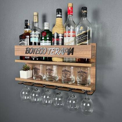 Imagem de Barzinho de Parede Boteco Terapia 54x28 cor Amadeirada Decoração para sala