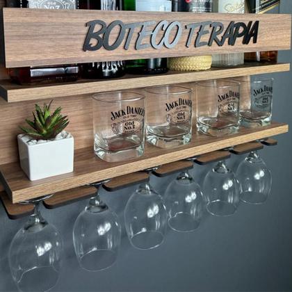 Imagem de Barzinho de Parede Boteco Terapia 54x28 cor Amadeirada Decoração para sala