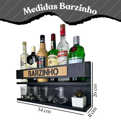 Imagem de Barzinho de Parede Suspenso frase Barzinho tamanho 54 x 26 cor Preto Fosco presente criativo