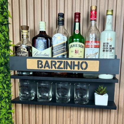 Imagem de Barzinho de Parede Suspenso frase Barzinho tamanho 54 x 26 cor Preto Fosco presente criativo