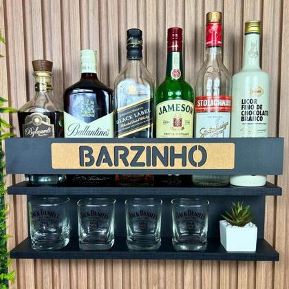 Imagem de Barzinho de Parede Suspenso frase Barzinho tamanho 54 x 26 cor Preto Fosco presente criativo