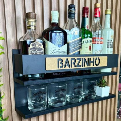 Imagem de Barzinho de Parede Suspenso frase Barzinho tamanho 54 x 26 cor Preto Fosco presente criativo