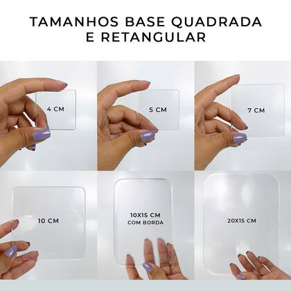 Imagem de Base Acrílica Quadrada 5cm Sem Borda Para Biscuit Com 50 Unidades