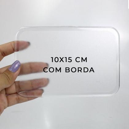 Imagem de Base Acrílica Retangular 10x15 Transparente Artesanato - 6 Unidades
