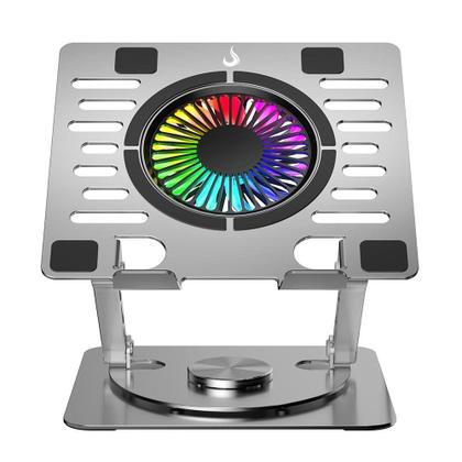 Imagem de Base Articulada em alumínio com Cooler para Notebook e Tablets Rise Mode Até 17", Galaxy Gray X5, RGB, com Cooler - RM-CN-05-RGB
