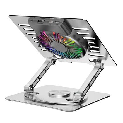 Imagem de Base Articulada em alumínio com Cooler para Notebook e Tablets Rise Mode Até 17", Galaxy Gray X5, RGB, com Cooler - RM-CN-05-RGB