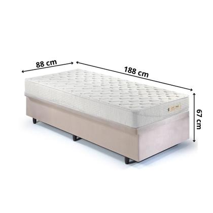Imagem de Base Box Baú 88x188 Suede Bege com Colchão Ecoline D33