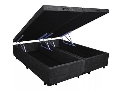 Base Box Baú Bipartido Casal Blindado Suede Preto 36X138X188 AN - Alpoim Imagem de Base Box Baú Bipartido Casal Blindado Suede Preto 36X138X188 AN