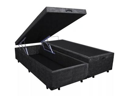 Base Box Baú Bipartido Casal Blindado Suede Preto 36X138X188 AN - Alpoim Imagem de Base Box Baú Bipartido Casal Blindado Suede Preto 36X138X188 AN