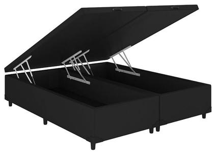 Base Box Baú Bipartido King Blindado material sintético Linhão Preto 36X192X203 AN - Alpoim Imagem de Base Box Baú Bipartido King Blindado material sintético Linhão Preto 36X192X203 AN