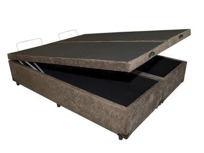 Base Box Baú Bipartido King Blindado Suede Marrom 36X192X203 AN - Alpoim Imagem de Base Box Baú Bipartido King Blindado Suede Marrom 36X192X203 AN