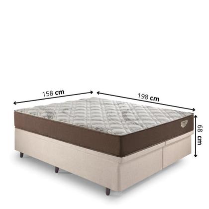 Imagem de Base Box Baú Bipartido Queen 158x198 Linho Bege com Colchão Relax Adorabile Molas Ensacadas
