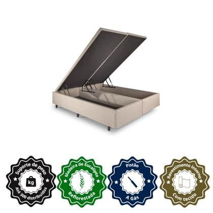 Imagem de Base Box Baú Casal Bipartido 138x188x42cm Linho Bege