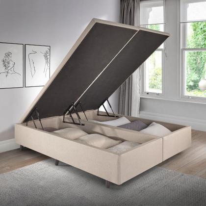 Imagem de Base Box Baú Casal Bipartido 138x188x42cm Linho Bege